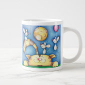 Cute Whimsical Cat and Mouse Moon Art Personalised Grote Koffiekop (Rechts)