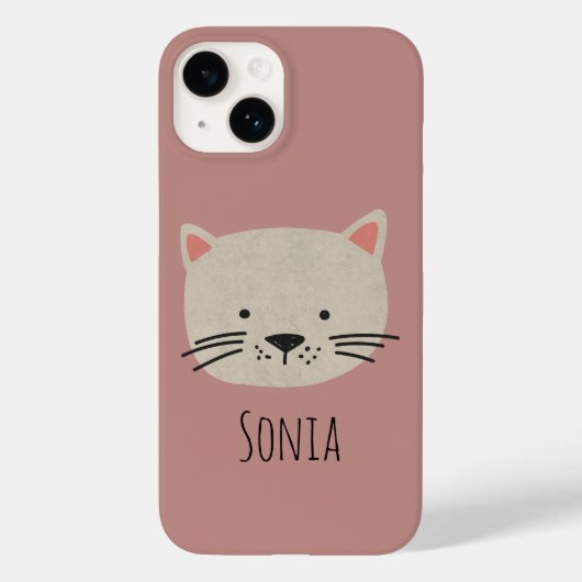 Cute Whimsical Cat Face Case-Mate iPhone Case (Achterkant)