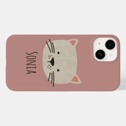 Cute Whimsical Cat Face Case-Mate iPhone Case (Achterkant (horizontaal))
