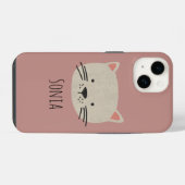 Cute Whimsical Cat Face iPhone Hoesje (Achterkant horizontaal)