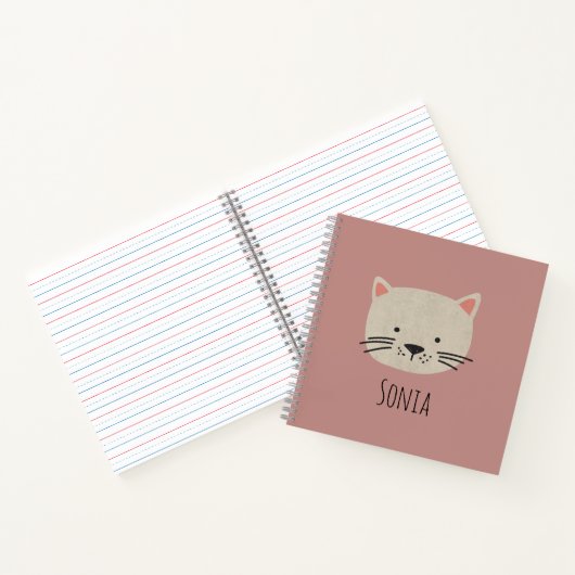 Cute Whimsical Cat Face Notitieboek (Binnen)