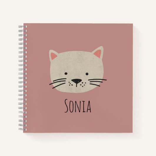 Cute Whimsical Cat Face Notitieboek (Voorkant)