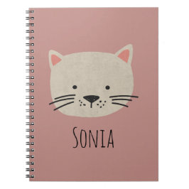 Cute Whimsical Cat Face Notitieboek