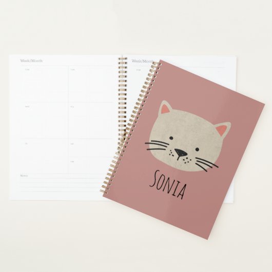 Cute Whimsical Cat Face Planner (Display)