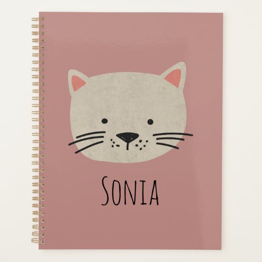 Cute Whimsical Cat Face Planner (Voorkant)