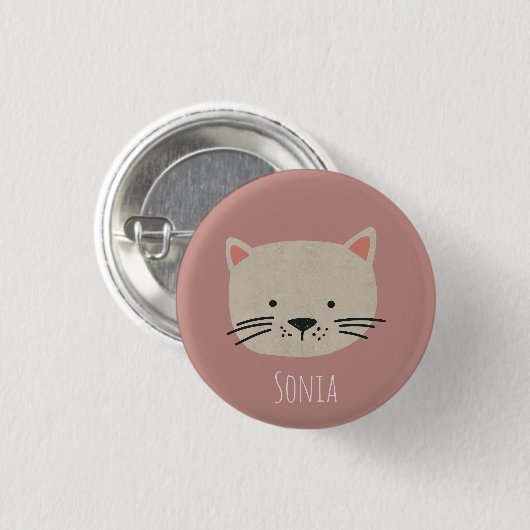 Cute Whimsical Cat Face Ronde Button 3,2 Cm (Voorkant /achterkant)