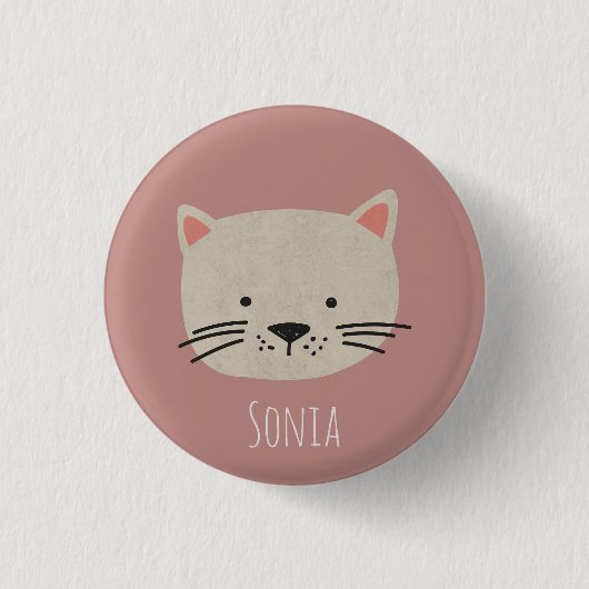 Cute Whimsical Cat Face Ronde Button 3,2 Cm (Voorkant)