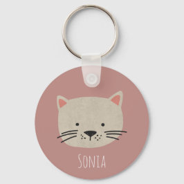 Cute Whimsical Cat Face Sleutelhanger