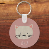 Cute Whimsical Cat Face Sleutelhanger (Voorkant)