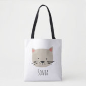 Cute Whimsical Cat Face Tote Bag (Voorkant)