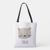 Cute Whimsical Cat Face Tote Bag (Achterkant)
