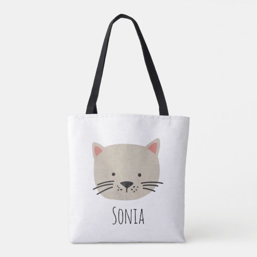 Cute Whimsical Cat Face Tote Bag (Achterkant)