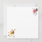 Cute Whimsical Cat, Flowers and Butterflies Kaart (Achterkant)