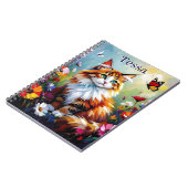 Cute Whimsical  Cat, Flowers and Butterflies Notitieboek (Linkerzijde)