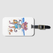 Cute Whimsical Cat op de strand Bagagelabel (Voorkant (horizontaal))
