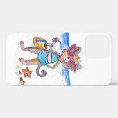 Cute Whimsical Cat op de strand Case-Mate iPhone Case (Achterkant (horizontaal))