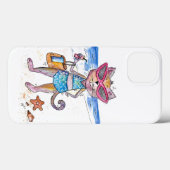 Cute Whimsical Cat op de strand Case-Mate iPhone Case (Achterkant (horizontaal))
