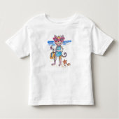 Cute Whimsical Cat op de strand Kinder Shirts (Voorkant)