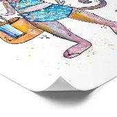 Cute Whimsical Cat op de strand Poster (Hoek)