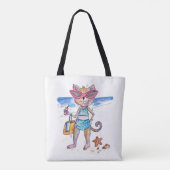 Cute Whimsical Cat op de strand Tote Bag (Achterkant)