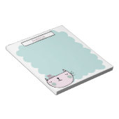 Cute Whimsical Cat Pastel Blauwgroen Lila Notitieblok (Schuin)