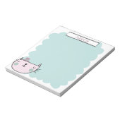 Cute Whimsical Cat Pastel Blauwgroen Lila Notitieblok (Linkerzijde)