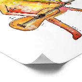 Cute Whimsical Cat Plays Guitar Poster (Hoek)