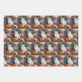 Cute Whimsical Cats and Folk Art Flowers Inpakpapier Vel (Voorkant 2)