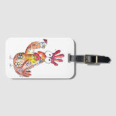 Cute Whimsical Chicken met Tropische Drink Bagagelabel (Voorkant (horizontaal))