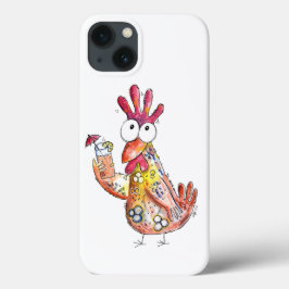 Cute Whimsical Chicken met Tropische Drink Case-Mate iPhone Case