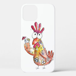 Cute Whimsical Chicken met Tropische Drink Case-Mate iPhone Case