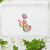Cute Whimsical Chicken met Tropische Drink Theedoek (Gevouwen)