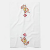 Cute Whimsical Chicken met Tropische Drink Theedoek (Verticaal)