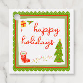Cute Whimsical Christmas HAPPY HOLIDAYS To From Bedankjes Labels (Voorkant)