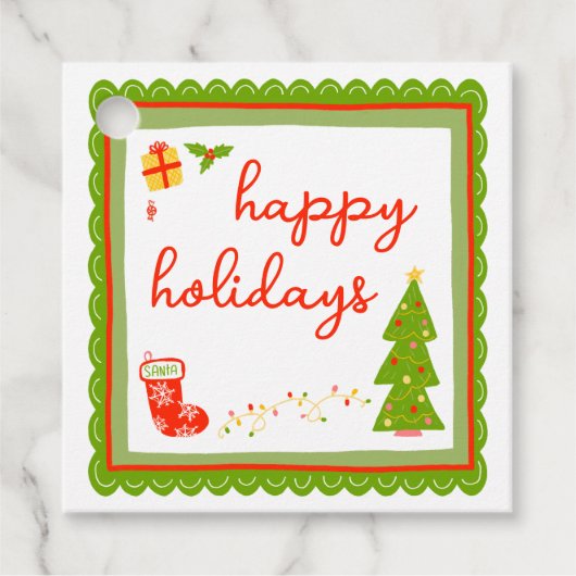 Cute Whimsical Christmas HAPPY HOLIDAYS To From  Bedankjes Labels (Voorkant)