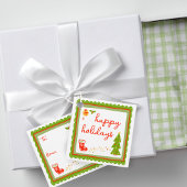 Cute Whimsical Christmas HAPPY HOLIDAYS To From Bedankjes Labels