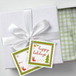 Cute Whimsical Christmas HAPPY HOLIDAYS To From Bedankjes Labels