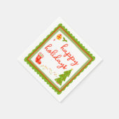 Cute Whimsical Christmas Icons HAPPY HOLIDAYS Servet (Hoek)