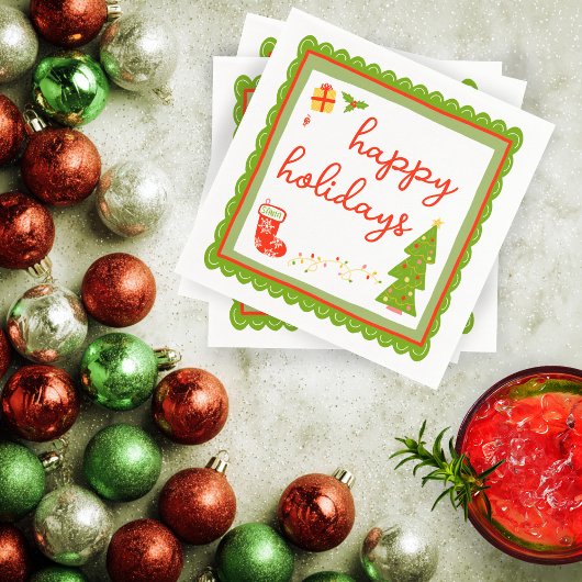 Cute Whimsical Christmas Icons HAPPY HOLIDAYS Servet