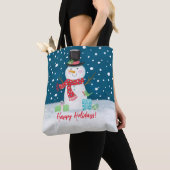 Cute Whimsical Christmas Snowman Tote Bag (Dichtbij)