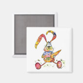 Cute Whimsical Colorful Bunny met wortel Magneet (Voorkant / Achterkant)