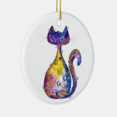 Cute Whimsical Colorful Cat Keramisch Ornament (Rechts)