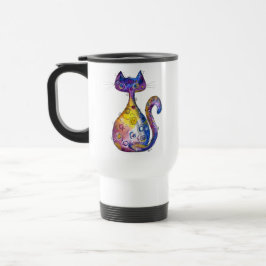 Cute Whimsical Colorful Cat Reisbeker