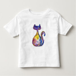 Cute Whimsical Colorful Cat T-Shirt