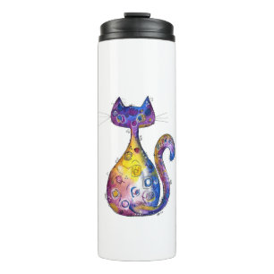 Cute Whimsical Colorful Cat Thermosbeker