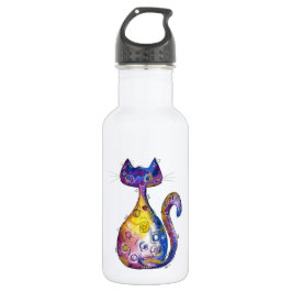 Cute Whimsical Colorful Cat Waterfles