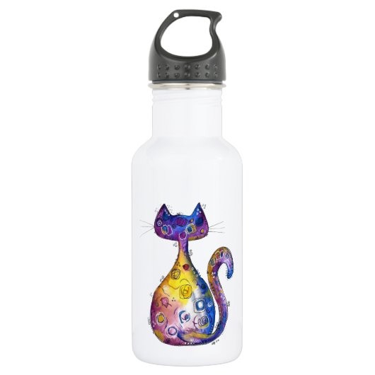 Cute Whimsical Colorful Cat Waterfles (Voorkant)
