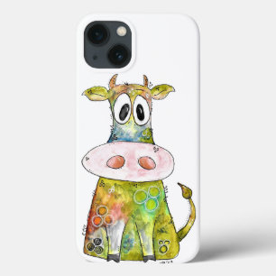 Cute Whimsical Colorful Cow Case-Mate iPhone Case