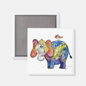 Cute Whimsical Colorful Elephant Magneet (Voorkant / Achterkant)