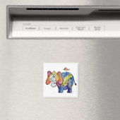 Cute Whimsical Colorful Elephant Magneet (Insitu (Vaatwasser))